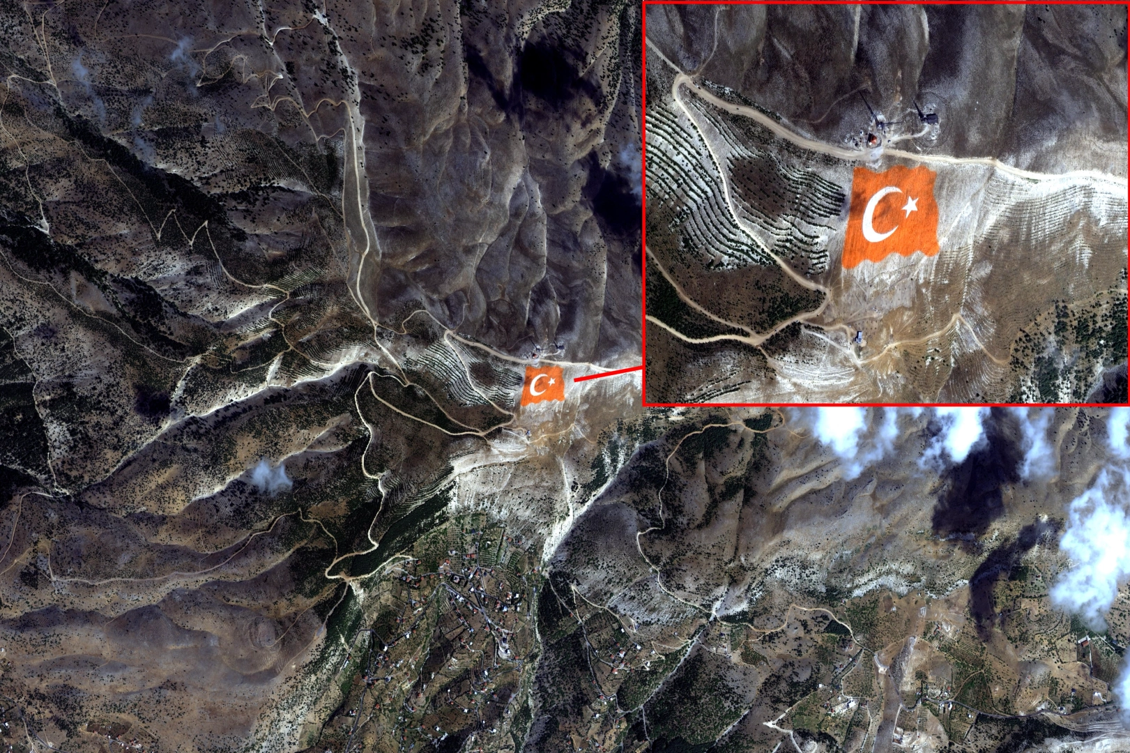 Onikişubat Belediyesi’nin dünyanın en büyük Türk Bayrağı uzaydan görüntülendi